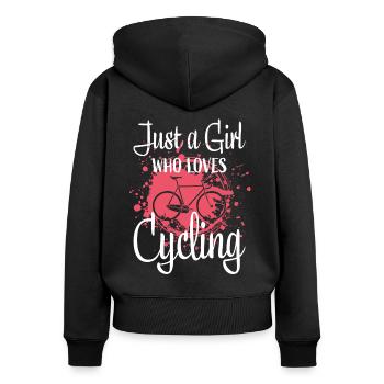 Rennrad Mädchen - Frauen Premium Bio Zip Hoodie - Schwarz - Hinten - Julia (174cm)