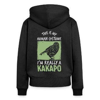 Kakapo Australien Kostüm - Frauen Premium Bio Zip Hoodie - Schwarz - Hinten - Julia (174cm)