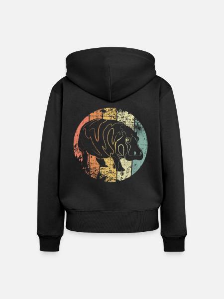 Nilpferd - Frauen Premium Bio Zip Hoodie - Schwarz