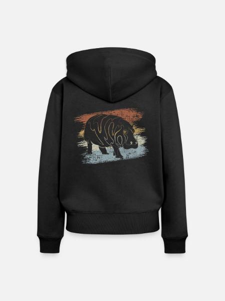 Nilpferd - Frauen Premium Bio Zip Hoodie - Schwarz