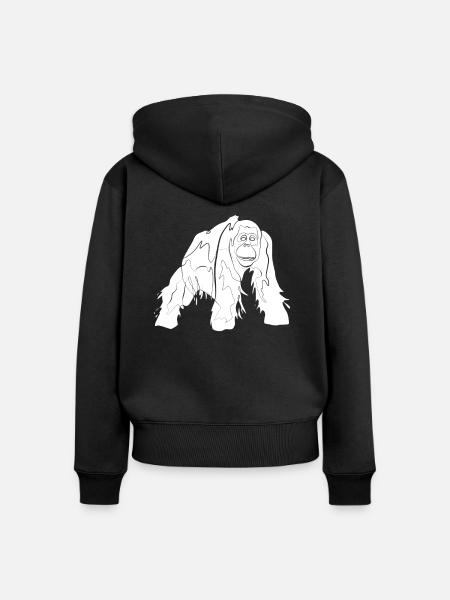 Orang Utan - Frauen Premium Bio Zip Hoodie - Schwarz