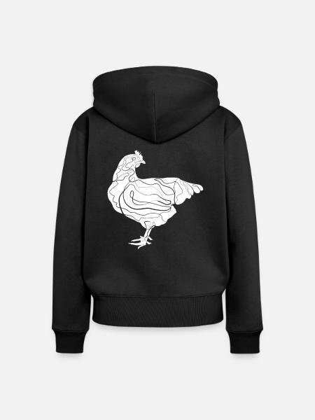 Huhn - Frauen Premium Bio Zip Hoodie - Schwarz
