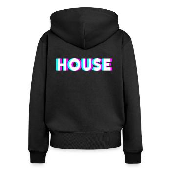 House - Women's Premium Organic Zip Hoodie - black - Back - Julia (174cm)