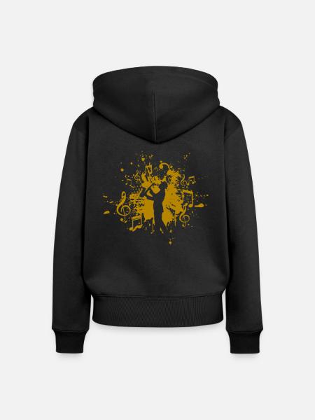 Saxofon - Frauen Premium Bio Zip Hoodie - Schwarz