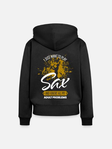 Saxofon - Frauen Premium Bio Zip Hoodie - Schwarz