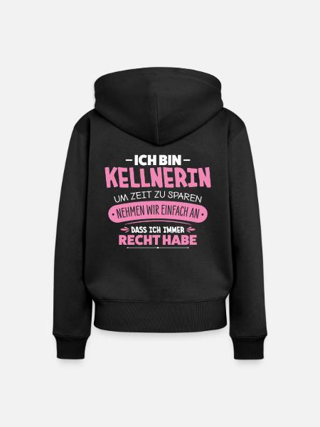 Kellnerin - Frauen Premium Bio Zip Hoodie - Schwarz