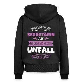 Sekretärin - Frauen Premium Bio Zip Hoodie - Schwarz - Hinten - Julia (174cm)