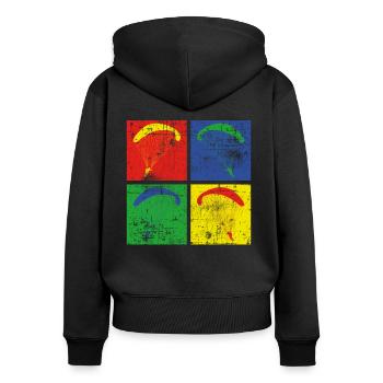 Gleitschirmfliegen - Frauen Premium Bio Zip Hoodie - Schwarz - Hinten - Julia (174cm)