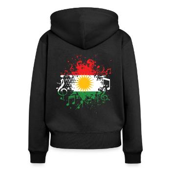 Musique kurde Kurdistan - Sweat à capuche zippé Premium bio Femme - noir - Dos - Julia (174cm)
