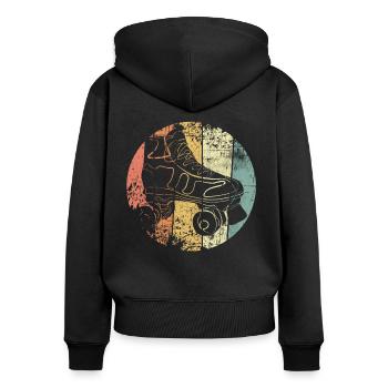 Rollschuh - Frauen Premium Bio Zip Hoodie - Schwarz - Hinten - Julia (174cm)