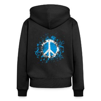 Peace Musik Frieden - Frauen Premium Bio Zip Hoodie - Schwarz - Hinten - Julia (174cm)