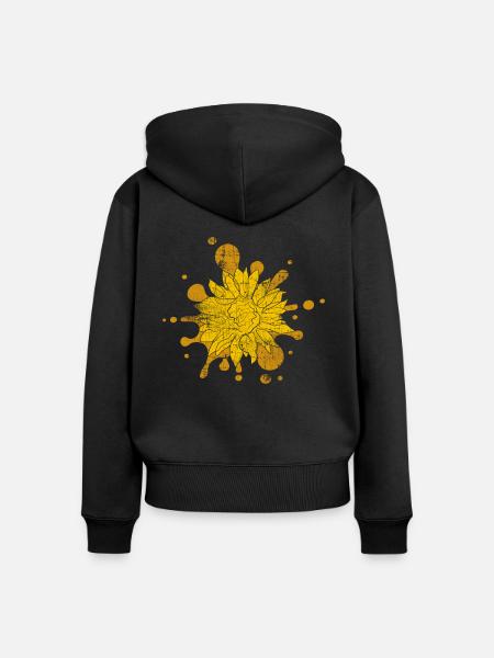 Sonnenblume - Frauen Premium Bio Zip Hoodie - Schwarz