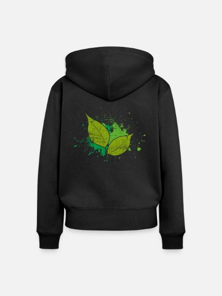 Blatt Natur - Frauen Premium Bio Zip Hoodie - Schwarz