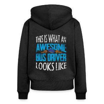 bus driver - Women's Premium Organic Zip Hoodie - black - Back - Julia (174cm)