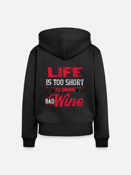Wein - Frauen Premium Bio Zip Hoodie - Schwarz