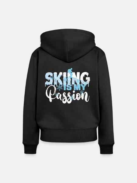 Ski - Frauen Premium Bio Zip Hoodie - Schwarz
