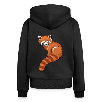 Roter Panda - Frauen Premium Bio Zip Hoodie - Schwarz - Hinten - Julia (174cm)