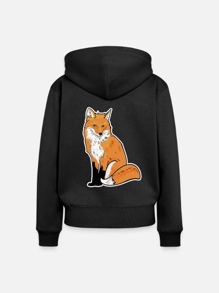 Fox Illustration - Frauen Premium Bio Zip Hoodie - Schwarz