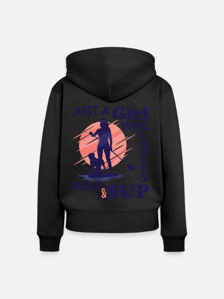 SUP stand up paddling dog Just a girl who loves - Women's Premium Organic Zip Hoodie - black