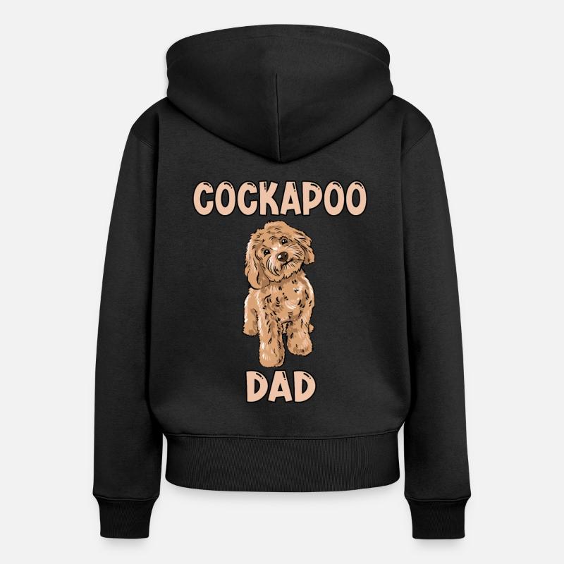 Papa Cockapoo - Sweat à capuche zippé Premium bio Femme - noir