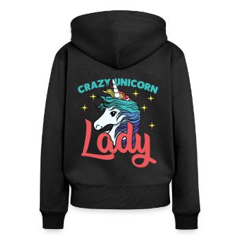 beautiful unicorn lady with stars - Women's Premium Organic Zip Hoodie - black - Back - Julia (174cm)