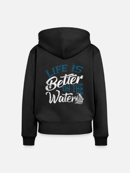 Segeln - Frauen Premium Bio Zip Hoodie - Schwarz