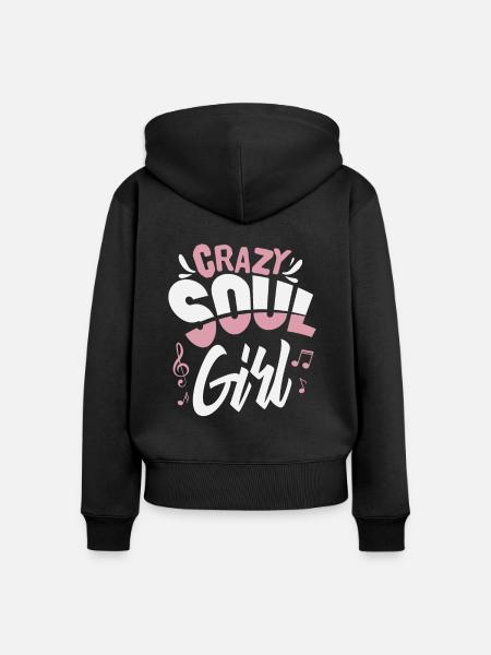 Soul Musik Mädchen - Frauen Premium Bio Zip Hoodie - Schwarz