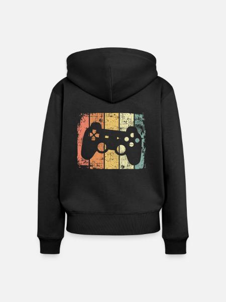 Gaming retro - Frauen Premium Bio Zip Hoodie - Schwarz