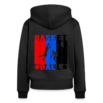 Basketball Spieler Jump Wurf - Frauen Premium Bio Zip Hoodie - Schwarz - Hinten - Julia (174cm)