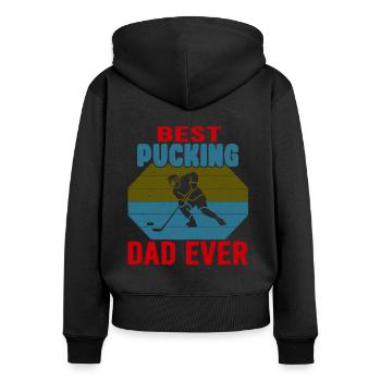 HOCKEY DAD Hockey Dad Man Gift Retro - Women's Premium Organic Zip Hoodie - black - Back - Julia (174cm)