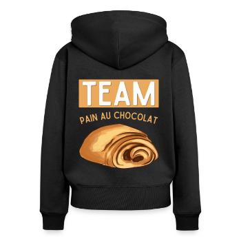 Team Pain au chocolat T-Shirt Anti Chocolatine - Sweat à capuche zippé Premium bio Femme - noir - Dos - Julia (174cm)