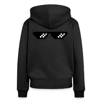 lunettes - Sweat à capuche zippé Premium bio Femme - noir - Dos - Julia (174cm)