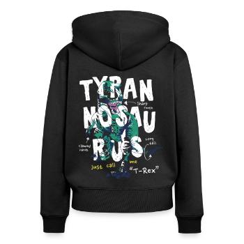 TYRANNOSAURUS - just call me "T-Rex" - Frauen Premium Bio Zip Hoodie - Schwarz - Hinten - Julia (174cm)