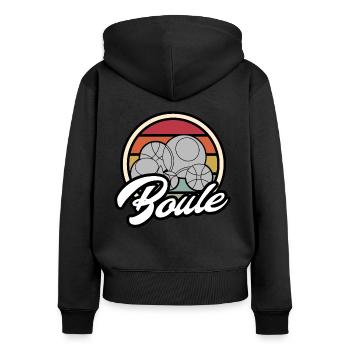 Boules de boules pentanqué motif rétro vintage - Sweat à capuche zippé Premium bio Femme - noir - Dos - Julia (174cm)