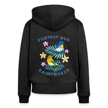 Protect our rainforest - Women's Premium Organic Zip Hoodie - black - Back - Julia (174cm)