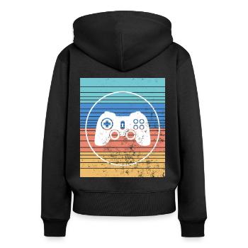 Videospiele Kontroller - Frauen Premium Bio Zip Hoodie - Schwarz - Hinten - Julia (174cm)
