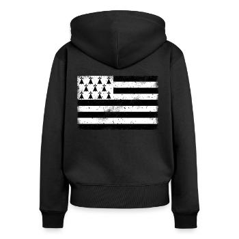 Bretagne VINTAGE - Sweat à capuche zippé Premium bio Femme - noir - Dos - Julia (174cm)