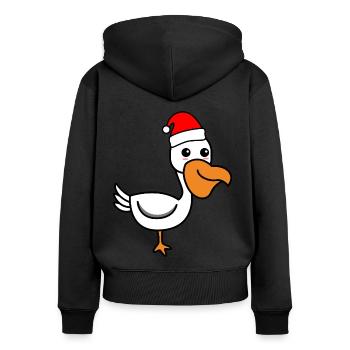 Pelikan Comic Noël Noël - Sweat à capuche zippé Premium bio Femme - noir - Dos - Julia (174cm)