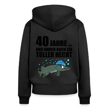 Anglergeschenk zum 40 Geburtstag 40 Ehrentag - Frauen Premium Bio Zip Hoodie - Schwarz - Hinten - Julia (174cm)