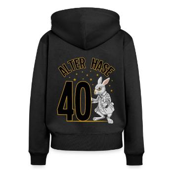 40 Geburtstag Geschenke lustig 40. Geburtstag Mann - Frauen Premium Bio Zip Hoodie - Schwarz - Hinten - Julia (174cm)