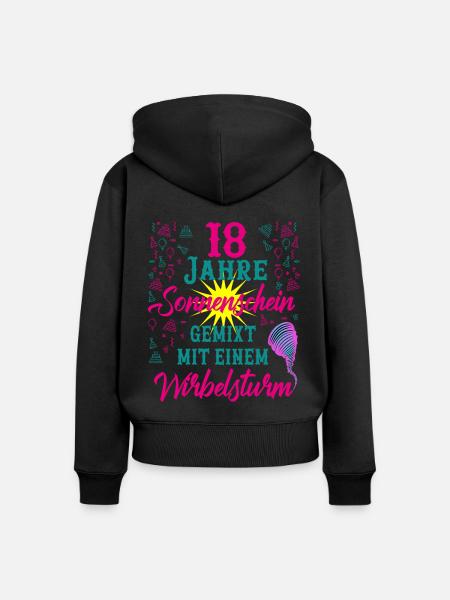 18 Geburtstag Frauen Geschenk 18 Jahre Geburtstag - Frauen Premium Bio Zip Hoodie - Schwarz
