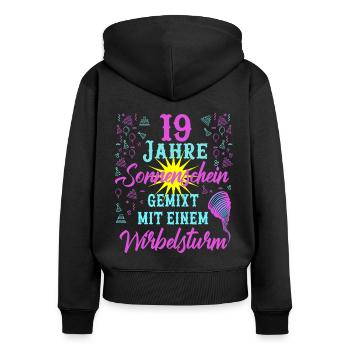 19 Geburtstag Frauen Geschenk 19 Jahre Geburtstag - Frauen Premium Bio Zip Hoodie - Schwarz - Hinten - Julia (174cm)