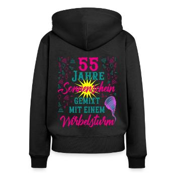 55 Geburtstag Frauen Geschenk 55 Jahre Geburtstag - Frauen Premium Bio Zip Hoodie - Schwarz - Hinten - Julia (174cm)