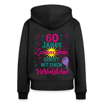 60 Geburtstag Frauen Geschenk 60 Jahre Geburtstag - Frauen Premium Bio Zip Hoodie - Schwarz - Hinten - Julia (174cm)