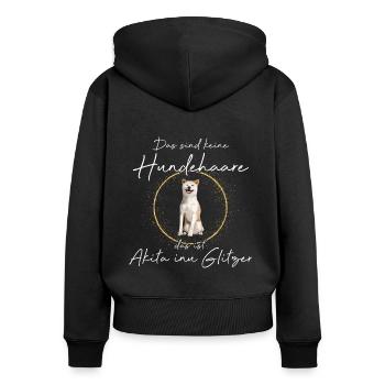 Das ist Akita inu Glitzer Hund - Frauen Premium Bio Zip Hoodie - Schwarz - Hinten - Julia (174cm)