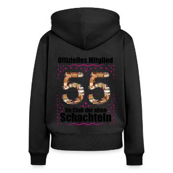 55. Geburtstag Geschenk Frauen lustig 55 Jahre - Frauen Premium Bio Zip Hoodie - Schwarz - Hinten - Julia (174cm)