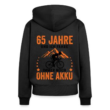 65 Geburtstag 65 Ehrentag 65 Jubiläum Radsport - Frauen Premium Bio Zip Hoodie - Schwarz - Hinten - Julia (174cm)