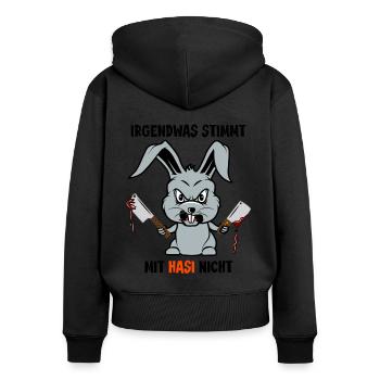 Halloween 2021 Monster verrückter Hase Sarkasmus - Frauen Premium Bio Zip Hoodie - Schwarz - Hinten - Julia (174cm)