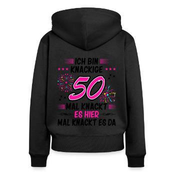 50. Geburtstag 50. Ehrentag 50. Jubiläum Geschenk - Frauen Premium Bio Zip Hoodie - Schwarz - Hinten - Julia (174cm)