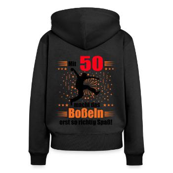 Boßeln Geschenk Boßler Bosseln Boßelsport 50 Jahre - Frauen Premium Bio Zip Hoodie - Schwarz - Hinten - Julia (174cm)